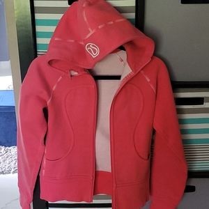 Lululemon Hooded Jacket S~4 Hot Pink w/ white seam
